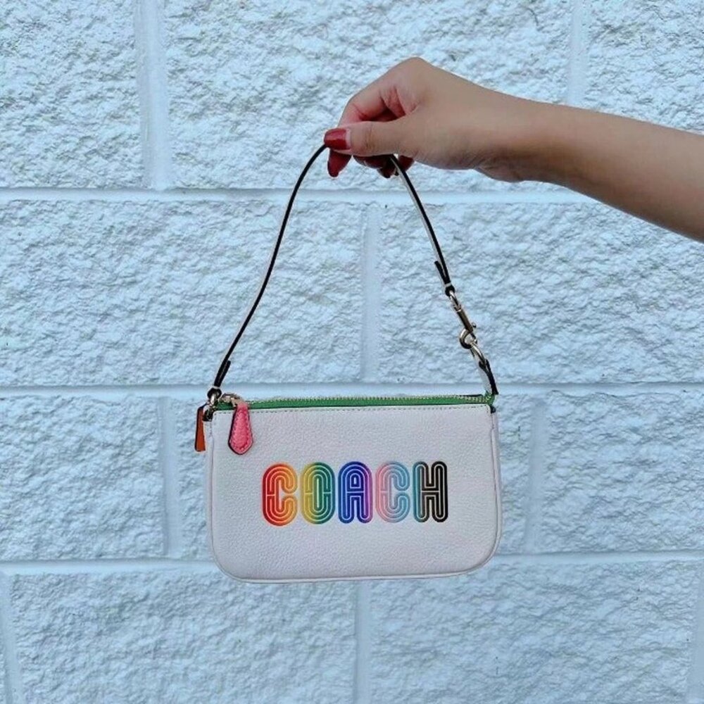 Coach CA438 Nolita 19 With Rainbow Coach In Chalk Multi